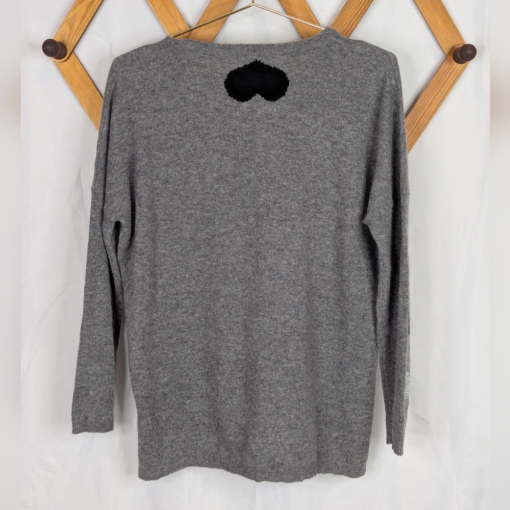 Scott & Scott 100% Cashmere Heart Rhinestone Star Grey Sweater - Size Small - Picture 2 of 7